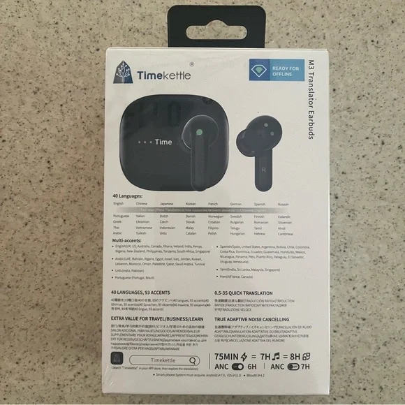 Timekettle M3 Language Translator Earbuds Black New Sealed In Box